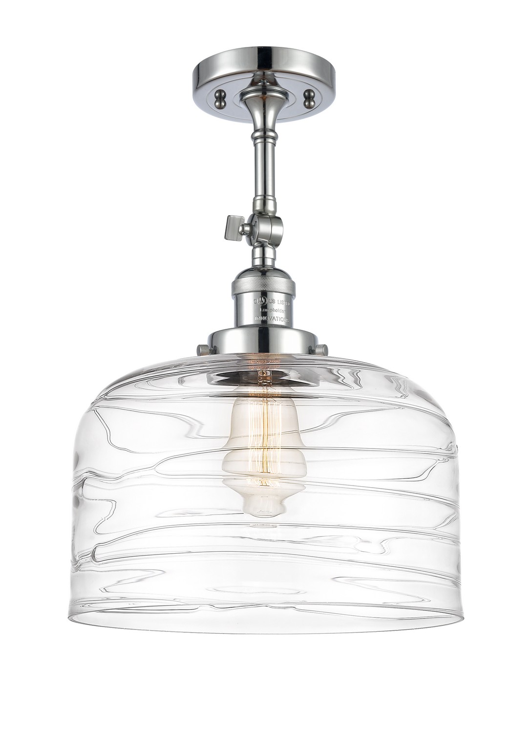 One Light Semi-Flush Mount by Innovations - Franklin Restoration Collection, Polished Chrome Finish - 201F-PC-G713-L