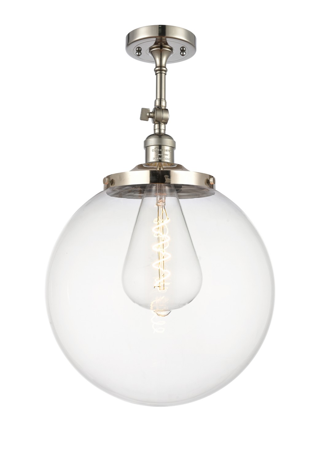 One Light Semi-Flush Mount by Innovations - Franklin Restoration Collection, Polished Nickel Finish - 201F-PN-G202-14