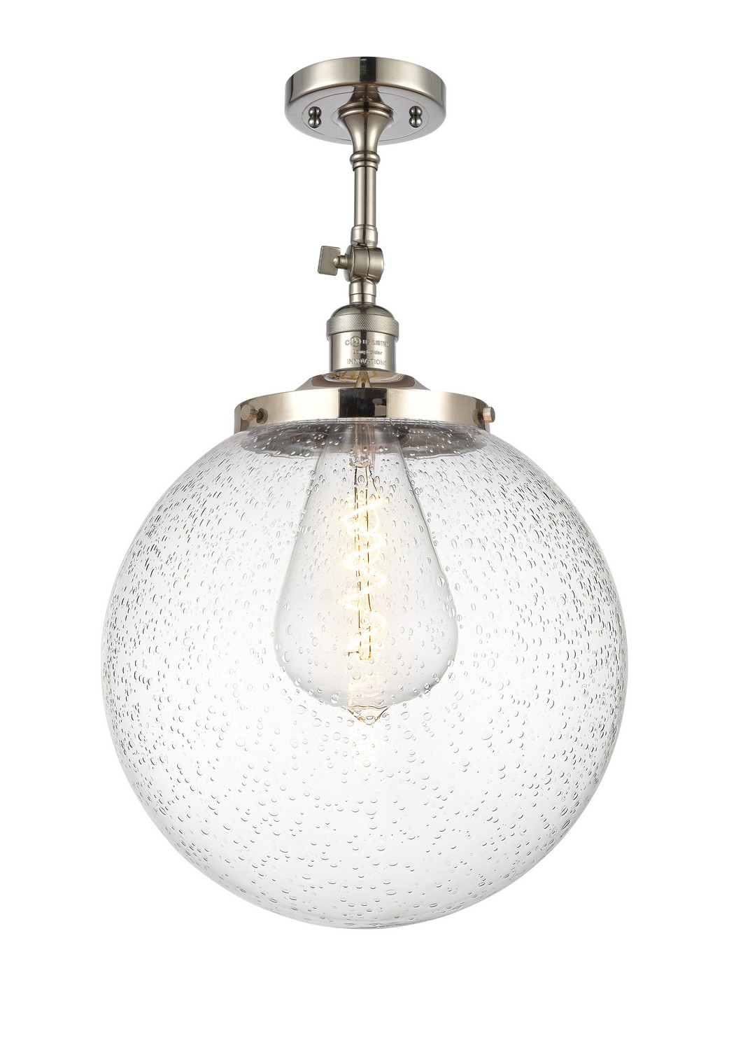 One Light Semi-Flush Mount by Innovations - Franklin Restoration Collection, Polished Nickel Finish - 201F-PN-G204-14