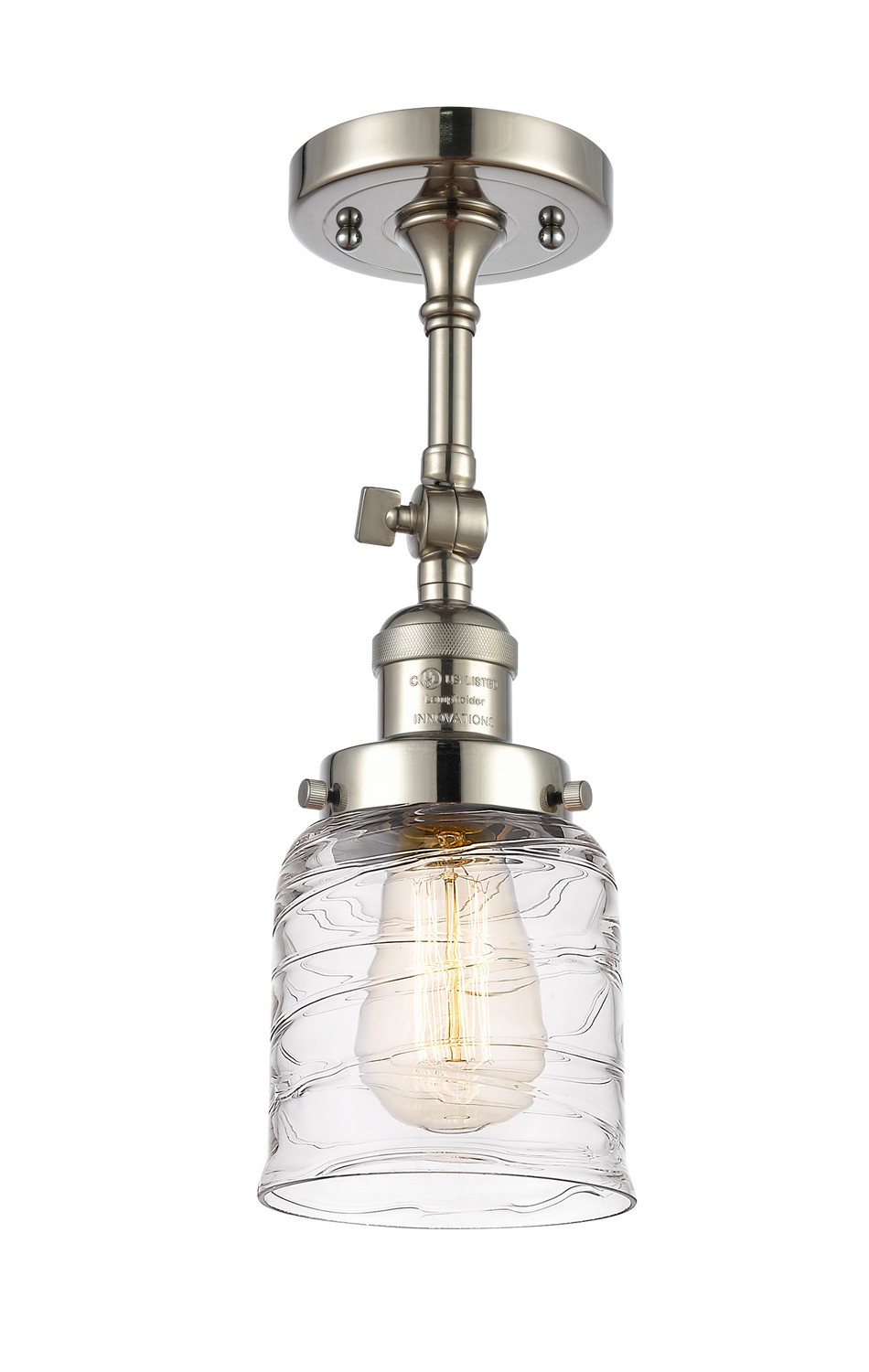 One Light Semi-Flush Mount by Innovations - Franklin Restoration Collection, Polished Nickel Finish - 201F-PN-G513