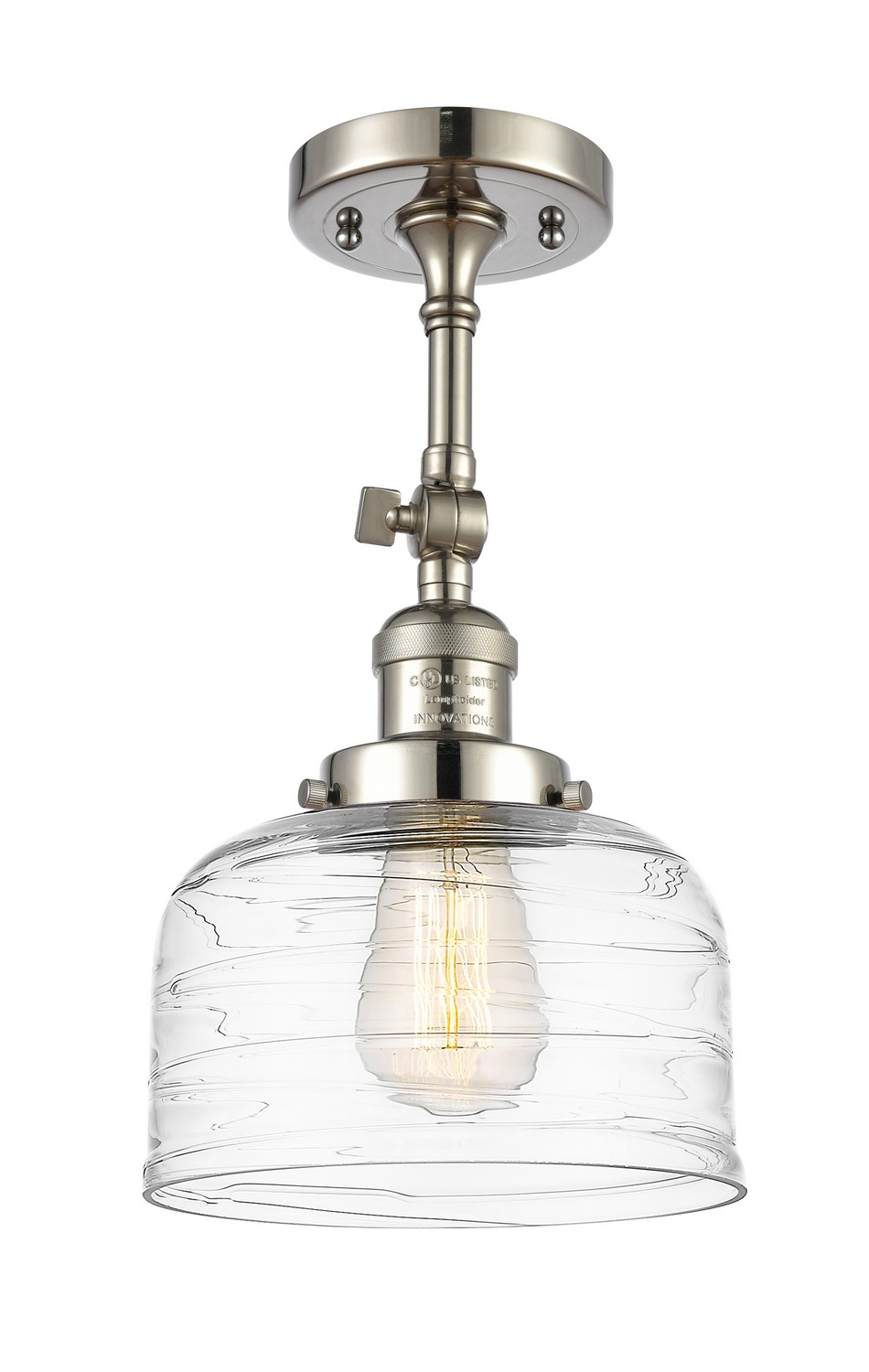 One Light Semi-Flush Mount by Innovations - Franklin Restoration Collection, Polished Nickel Finish - 201F-PN-G713