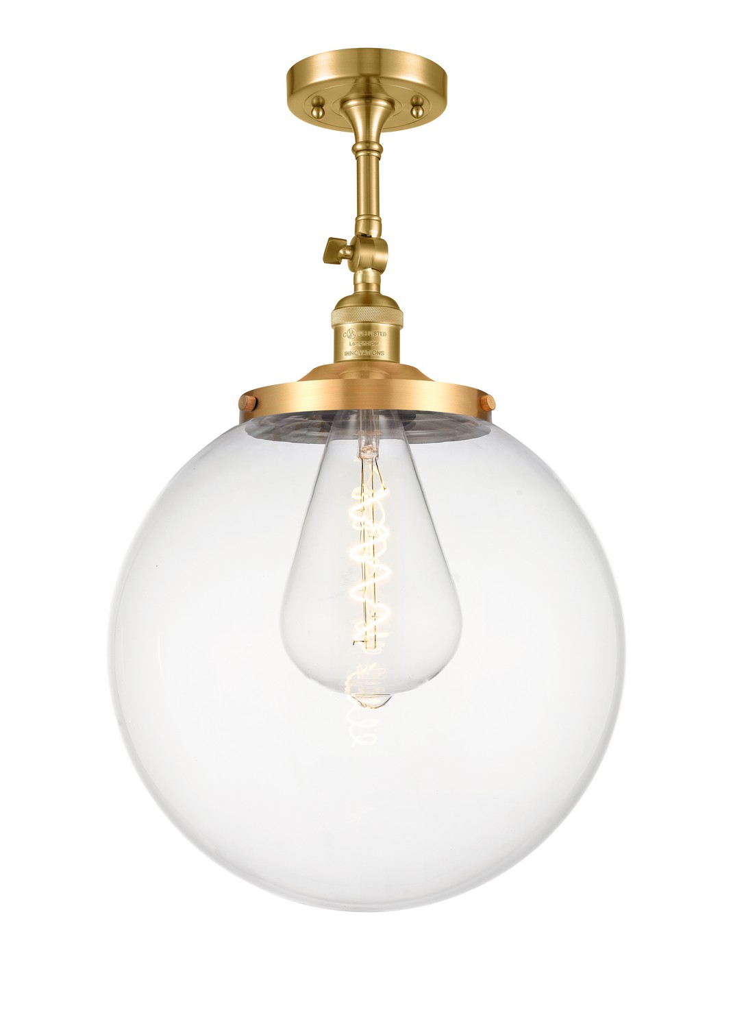 One Light Semi-Flush Mount by Innovations - Franklin Restoration Collection, Satin Gold Finish - 201F-SG-G202-14