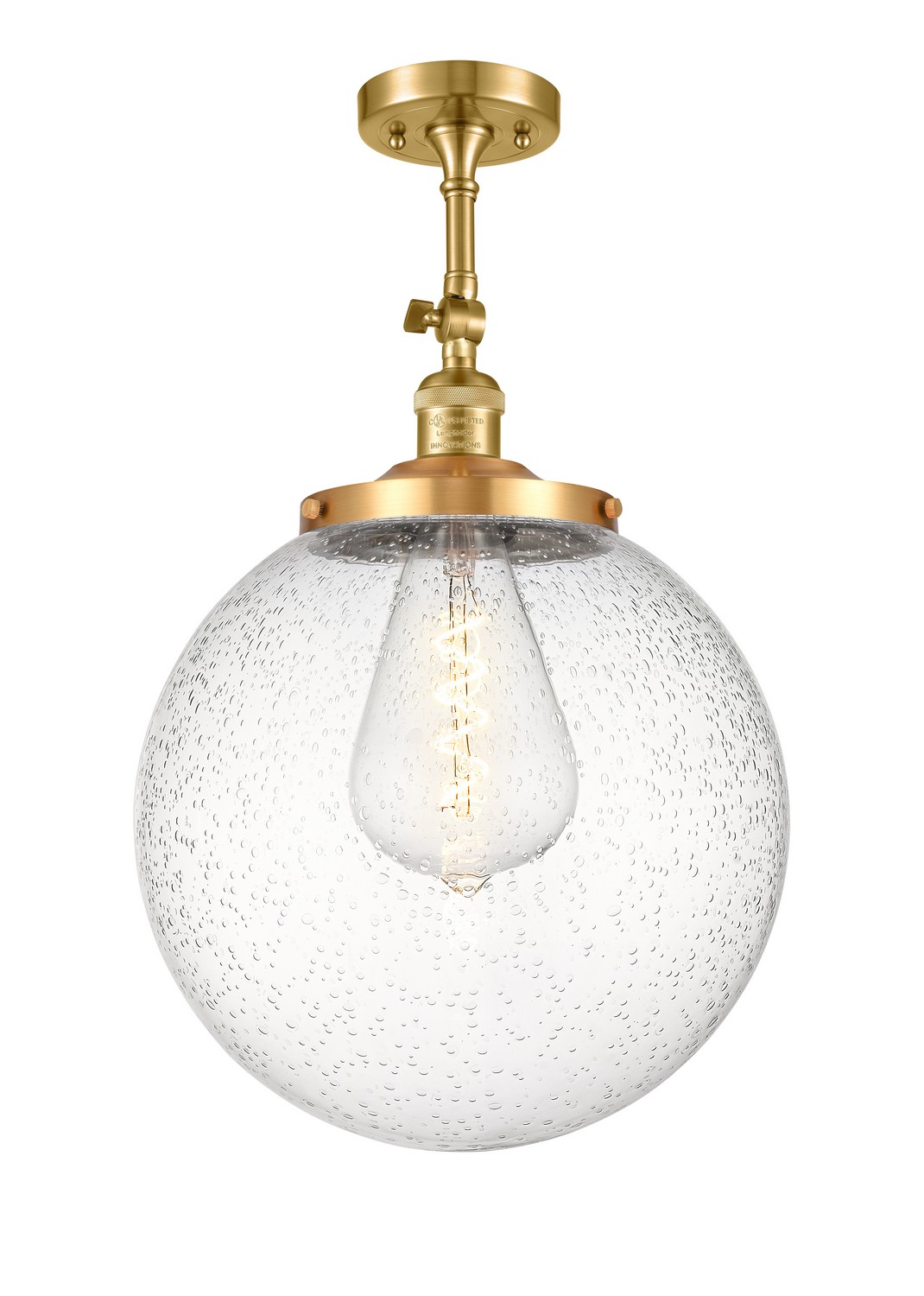 One Light Semi-Flush Mount by Innovations - Franklin Restoration Collection, Satin Gold Finish - 201F-SG-G204-14