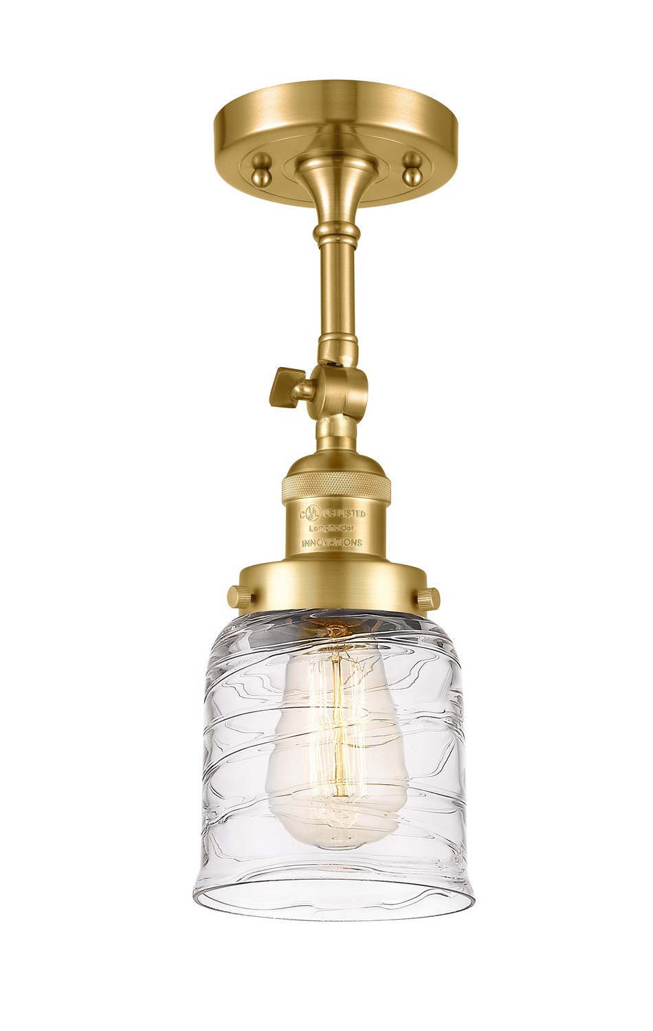 One Light Semi-Flush Mount by Innovations - Franklin Restoration Collection, Satin Gold Finish - 201F-SG-G513
