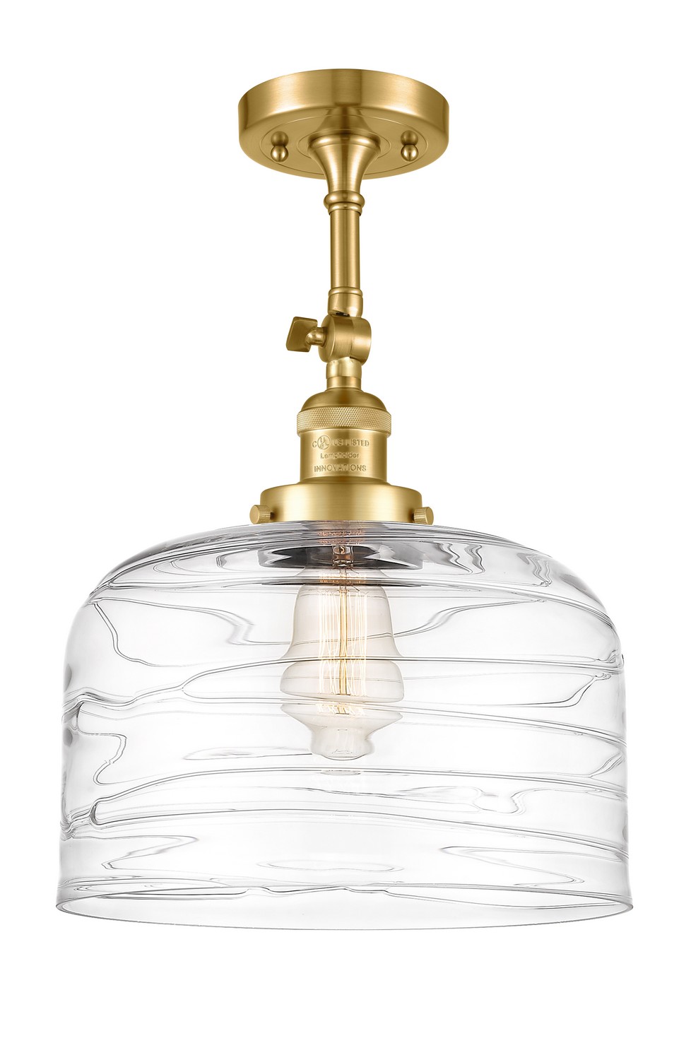One Light Semi-Flush Mount by Innovations - Franklin Restoration Collection, Satin Gold Finish - 201F-SG-G713-L