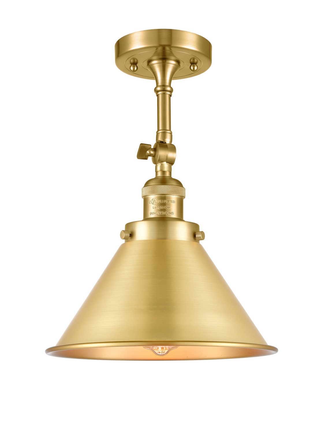 One Light Semi-Flush Mount by Innovations - Franklin Restoration Collection, Satin Gold Finish - 201F-SG-M10-SG