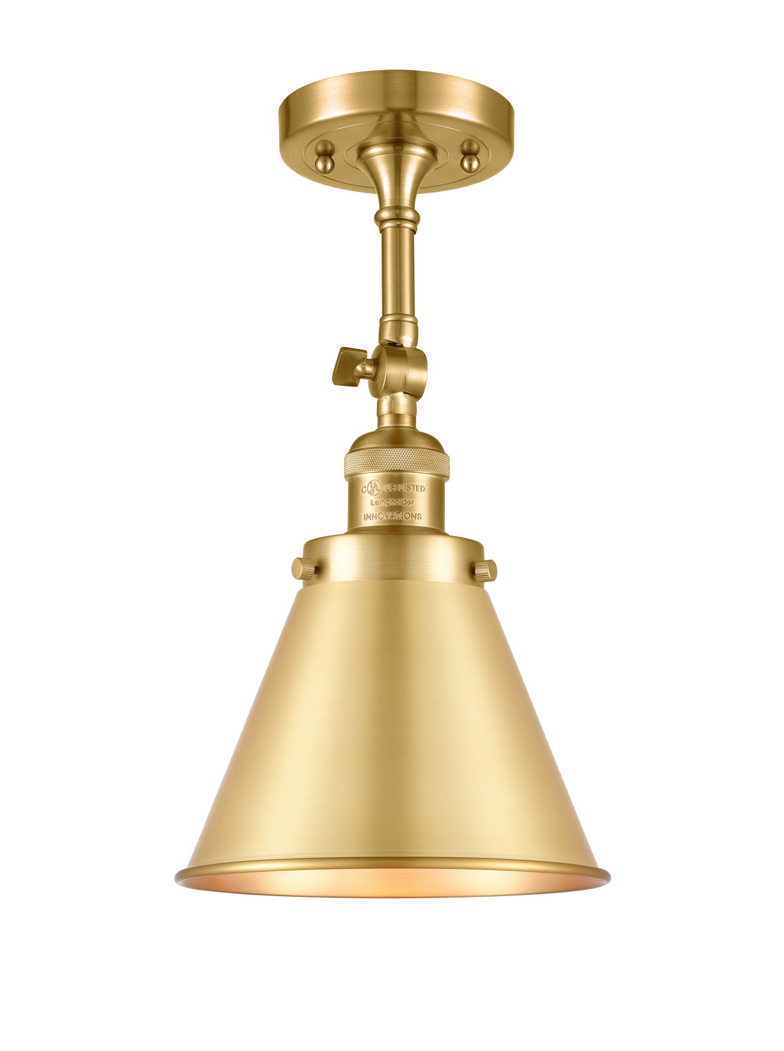 One Light Semi-Flush Mount by Innovations - Franklin Restoration Collection, Satin Gold Finish - 201F-SG-M13-SG