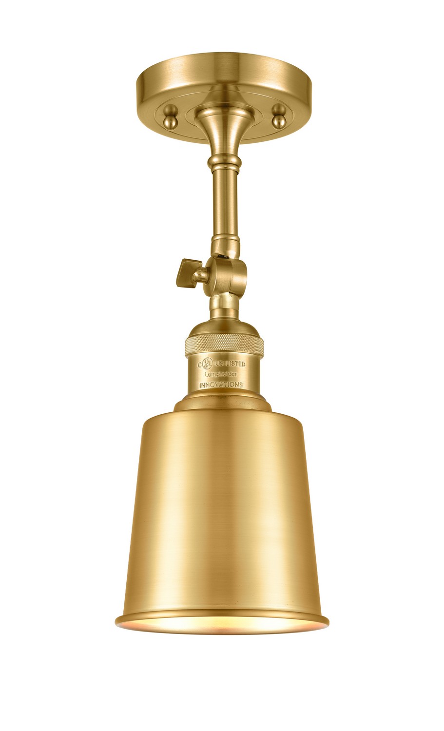 One Light Semi-Flush Mount by Innovations - Franklin Restoration Collection, Satin Gold Finish - 201F-SG-M9-SG