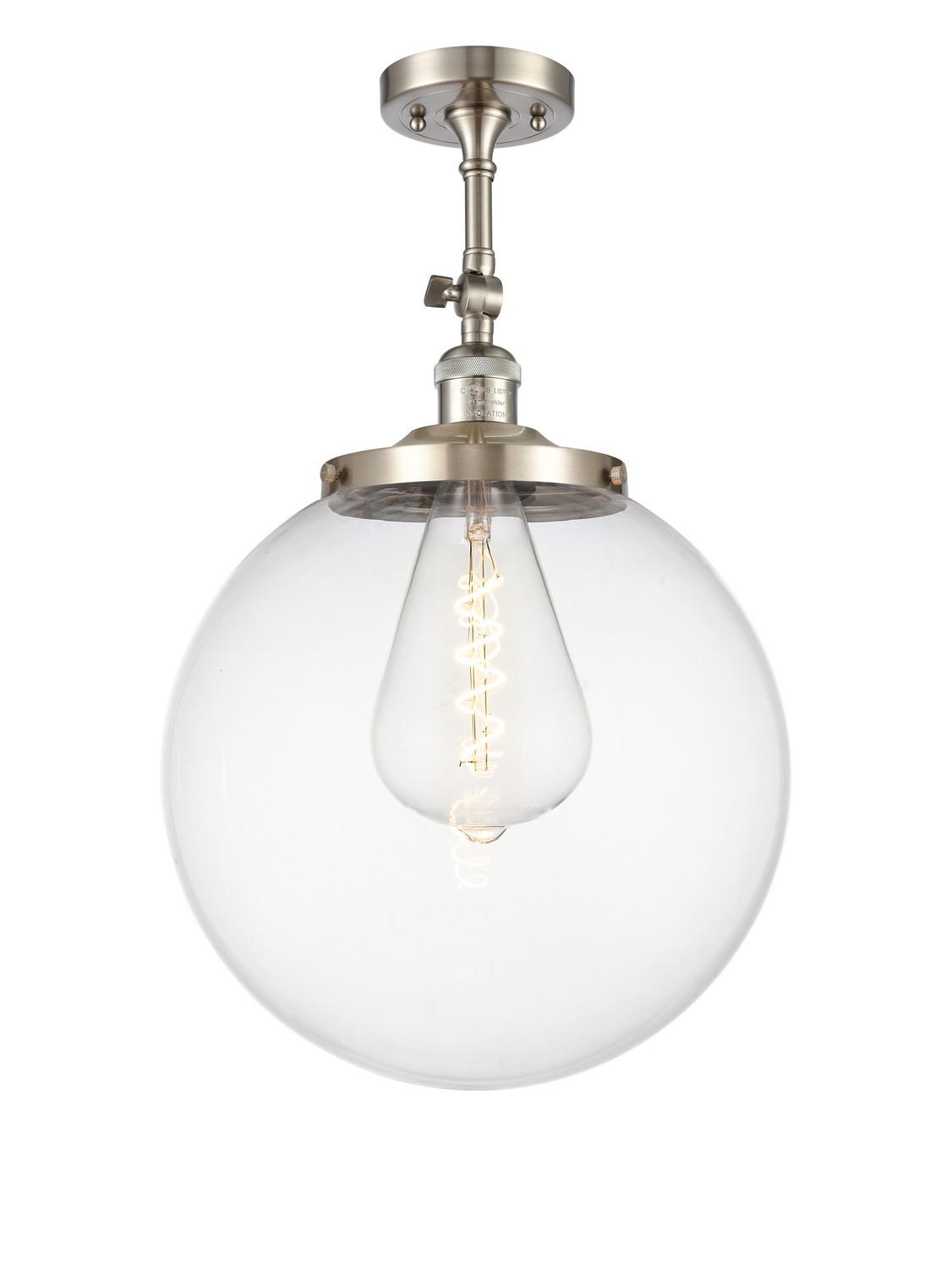 One Light Semi-Flush Mount by Innovations - Franklin Restoration Collection, Brushed Satin Nickel Finish - 201F-SN-G202-14