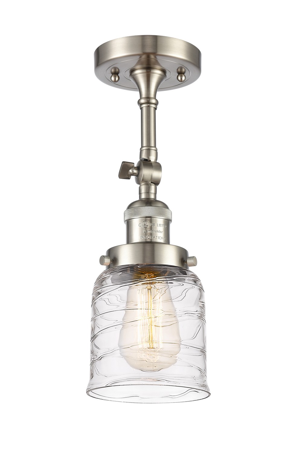 One Light Semi-Flush Mount by Innovations - Franklin Restoration Collection, Brushed Satin Nickel Finish - 201F-SN-G513