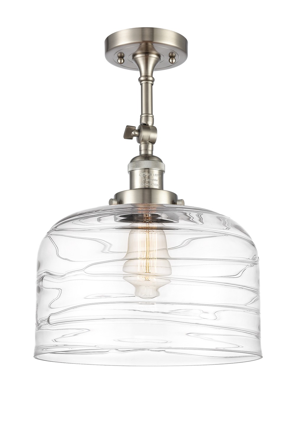 One Light Semi-Flush Mount by Innovations - Franklin Restoration Collection, Brushed Satin Nickel Finish - 201F-SN-G713-L