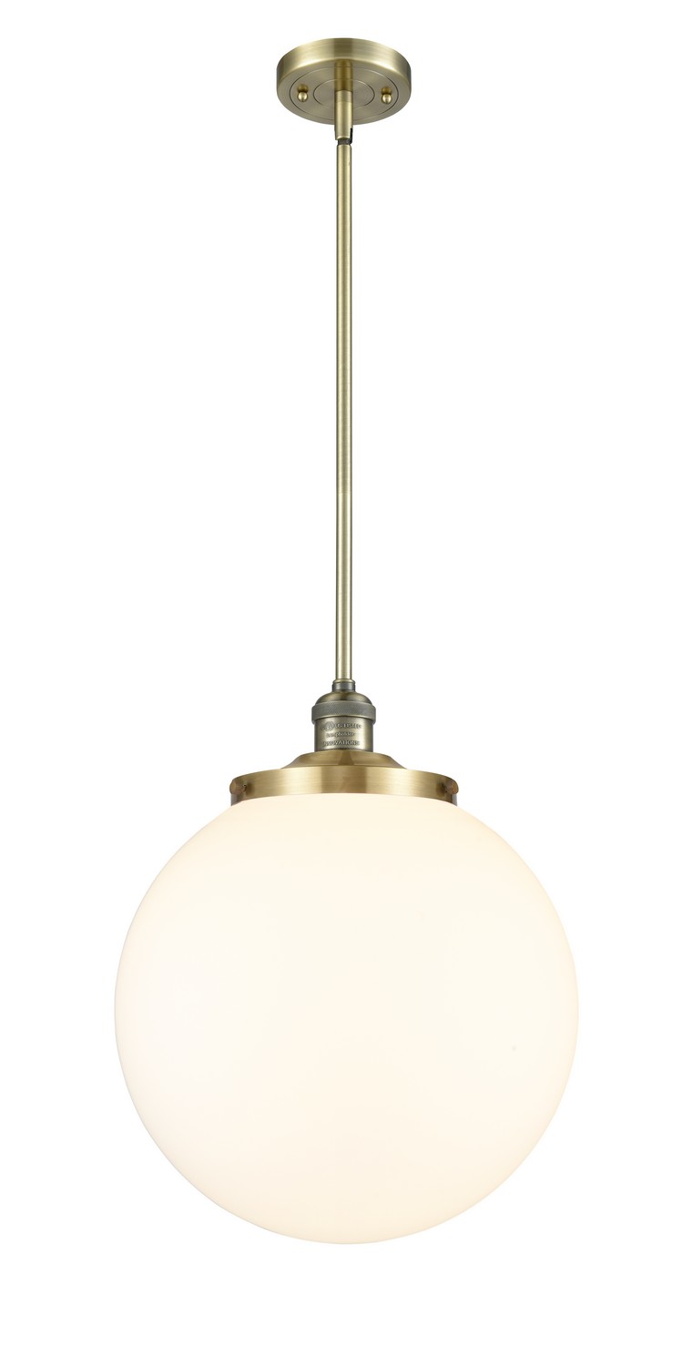 One Light Pendant by Innovations - Franklin Restoration Collection, Antique Brass Finish - 201S-AB-G201-14