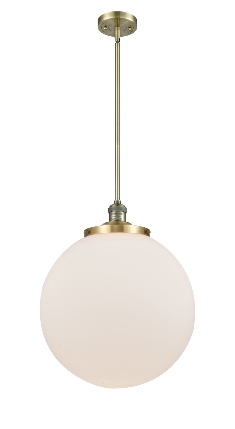 One Light Pendant by Innovations - Franklin Restoration Collection, Antique Brass Finish - 201S-AB-G201-16