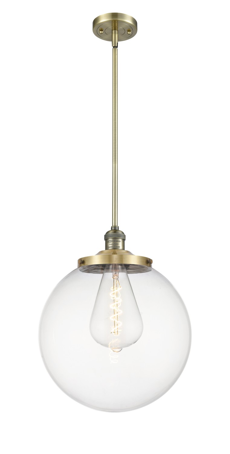 One Light Pendant by Innovations - Franklin Restoration Collection, Antique Brass Finish - 201S-AB-G202-14