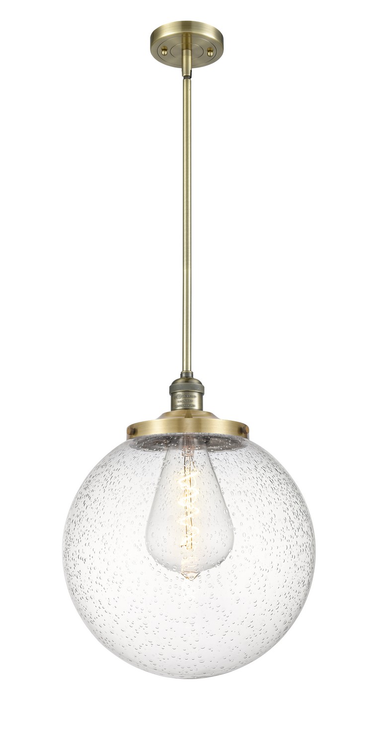One Light Pendant by Innovations - Franklin Restoration Collection, Antique Brass Finish - 201S-AB-G204-14