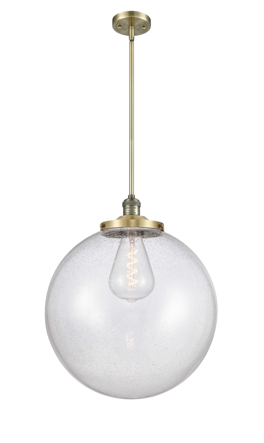 One Light Pendant by Innovations - Franklin Restoration Collection, Antique Brass Finish - 201S-AB-G204-18