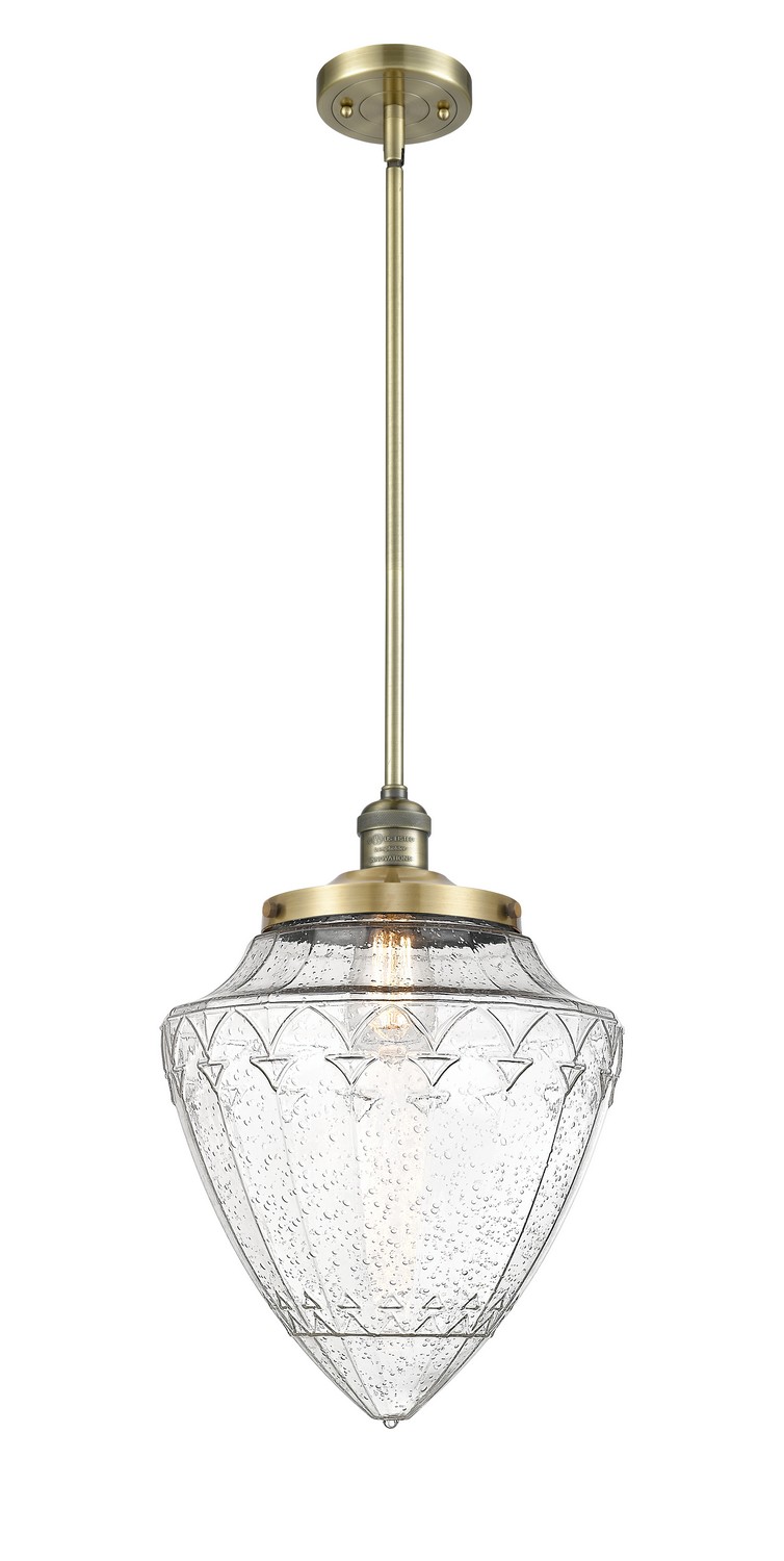 One Light Mini Pendant by Innovations - Franklin Restoration Collection, Antique Brass Finish - 201S-AB-G664-12