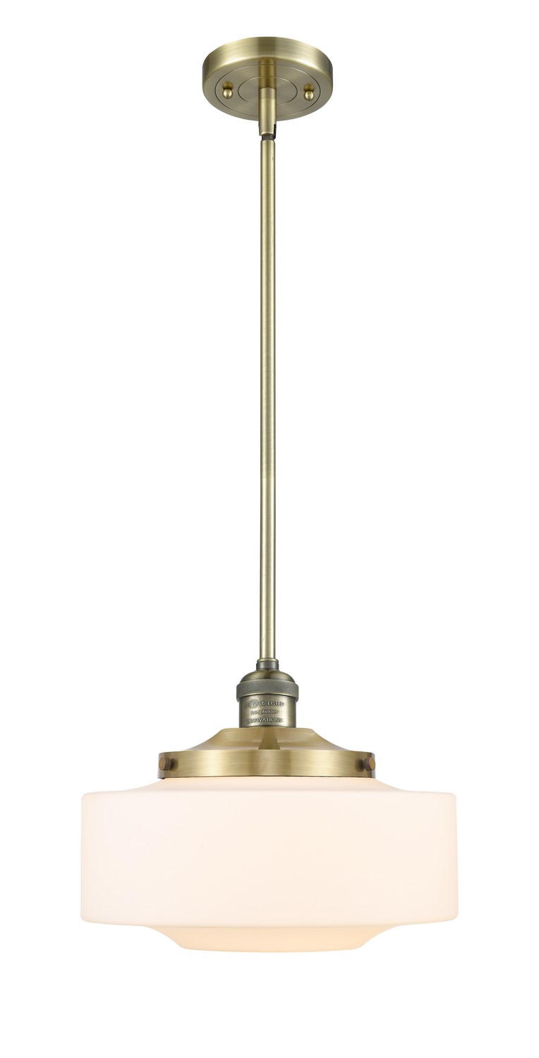 One Light Mini Pendant by Innovations - Franklin Restoration Collection, Antique Brass Finish - 201S-AB-G691-12