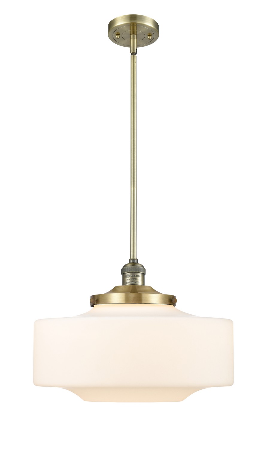 One Light Mini Pendant by Innovations - Franklin Restoration Collection, Antique Brass Finish - 201S-AB-G691-16