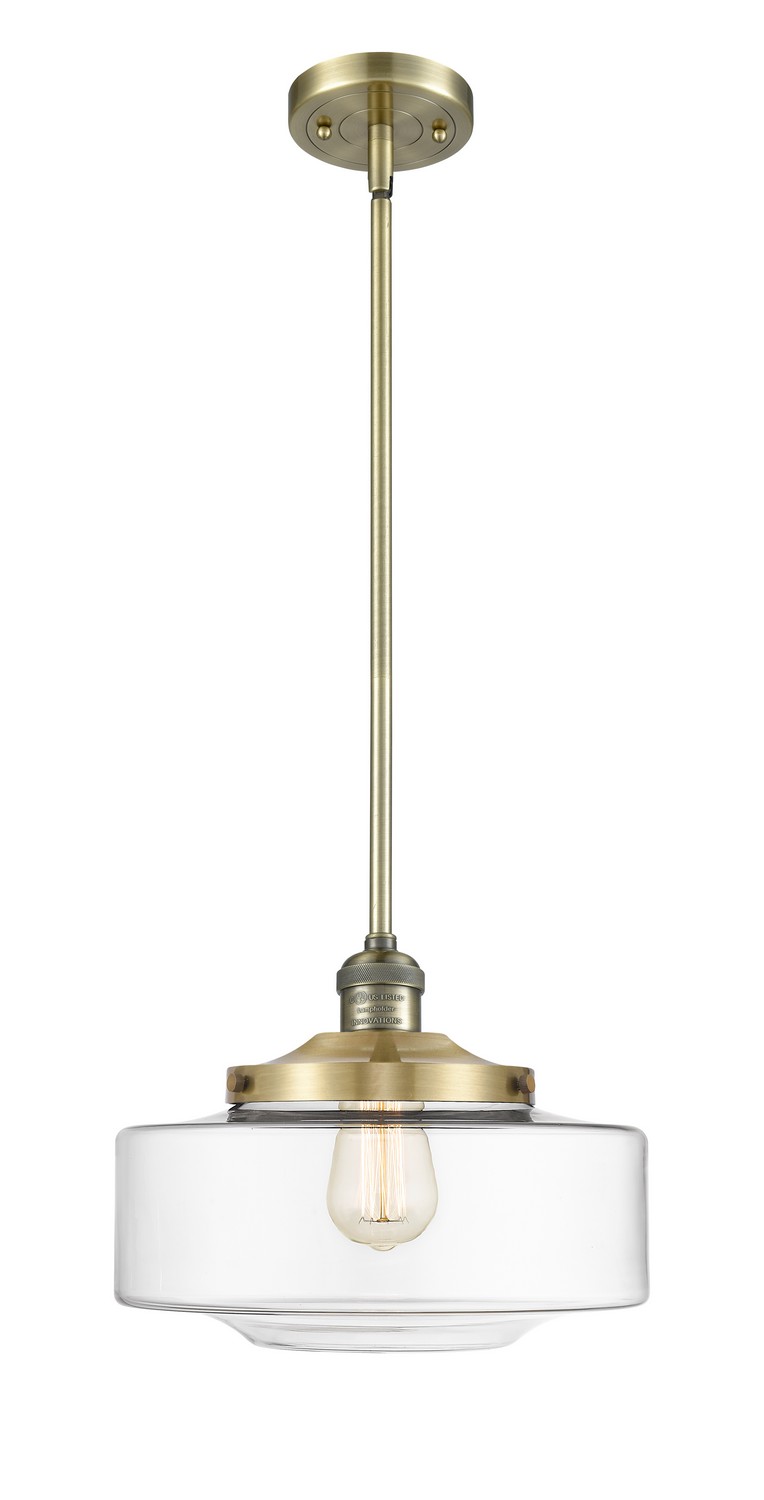 One Light Mini Pendant by Innovations - Franklin Restoration Collection, Antique Brass Finish - 201S-AB-G692-12
