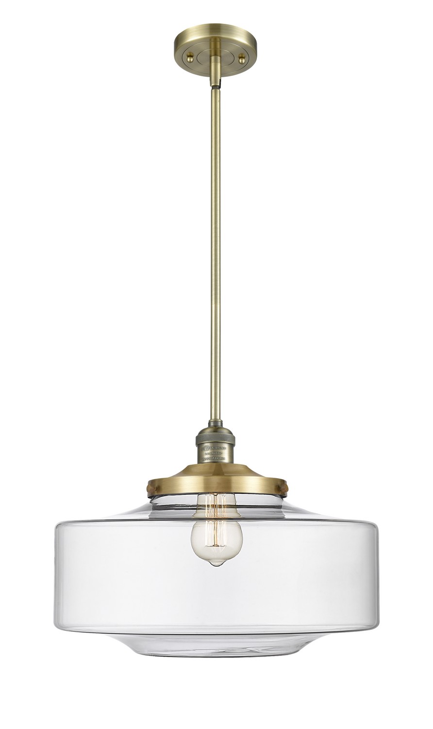 One Light Mini Pendant by Innovations - Franklin Restoration Collection, Antique Brass Finish - 201S-AB-G692-16