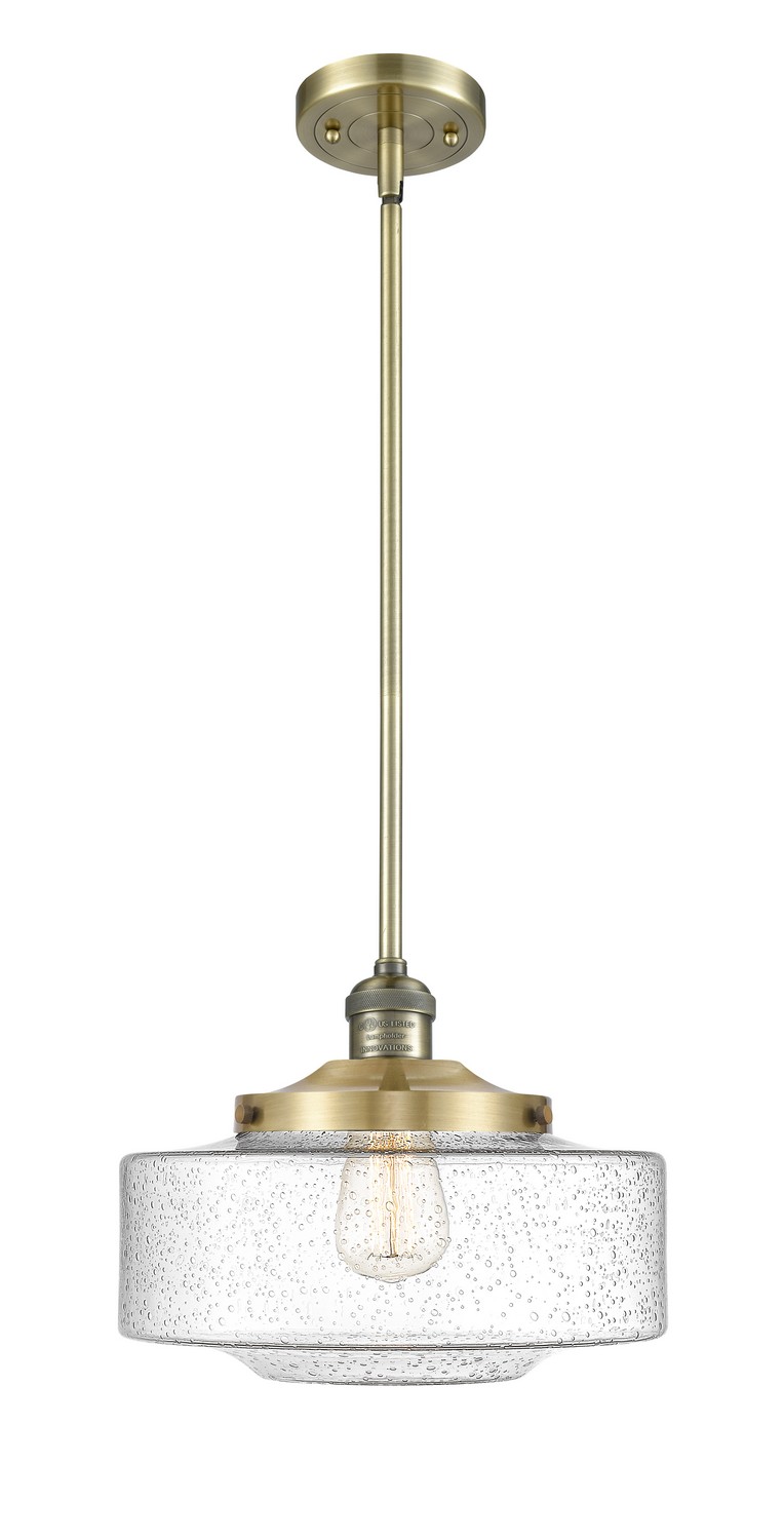 One Light Mini Pendant by Innovations - Franklin Restoration Collection, Antique Brass Finish - 201S-AB-G694-12