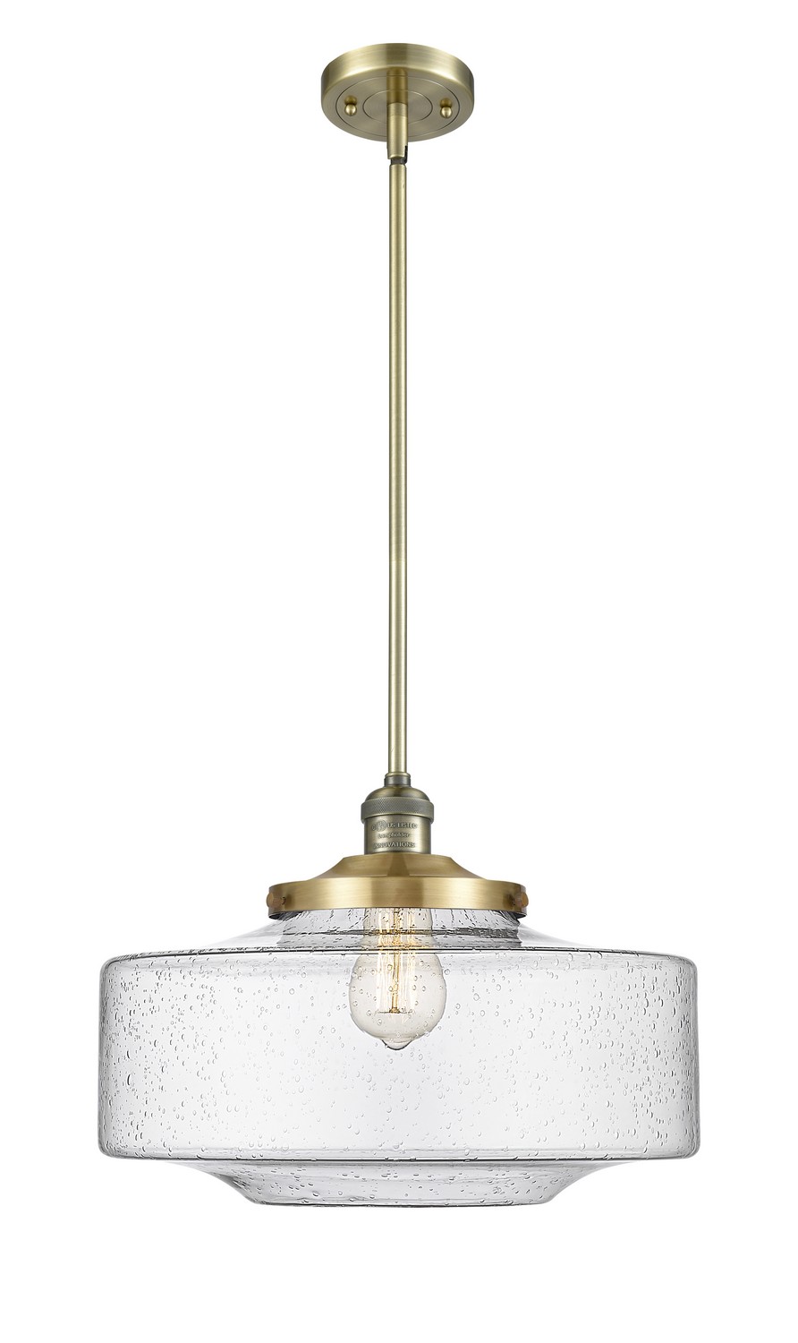One Light Mini Pendant by Innovations - Franklin Restoration Collection, Antique Brass Finish - 201S-AB-G694-16
