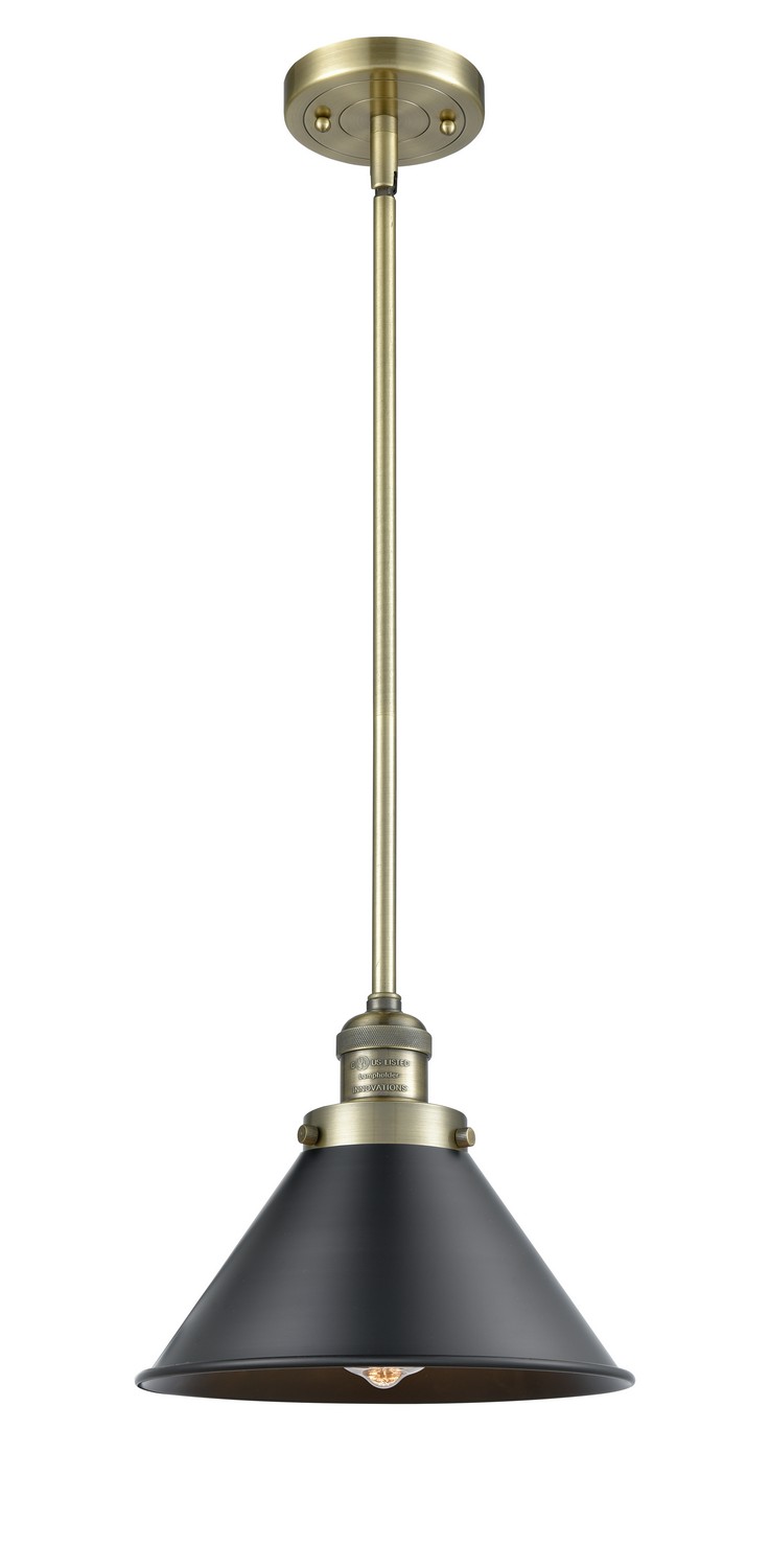 LED Mini Pendant by Innovations - Franklin Restoration Collection, Antique Brass Finish - 201S-AB-M10-BK-LED