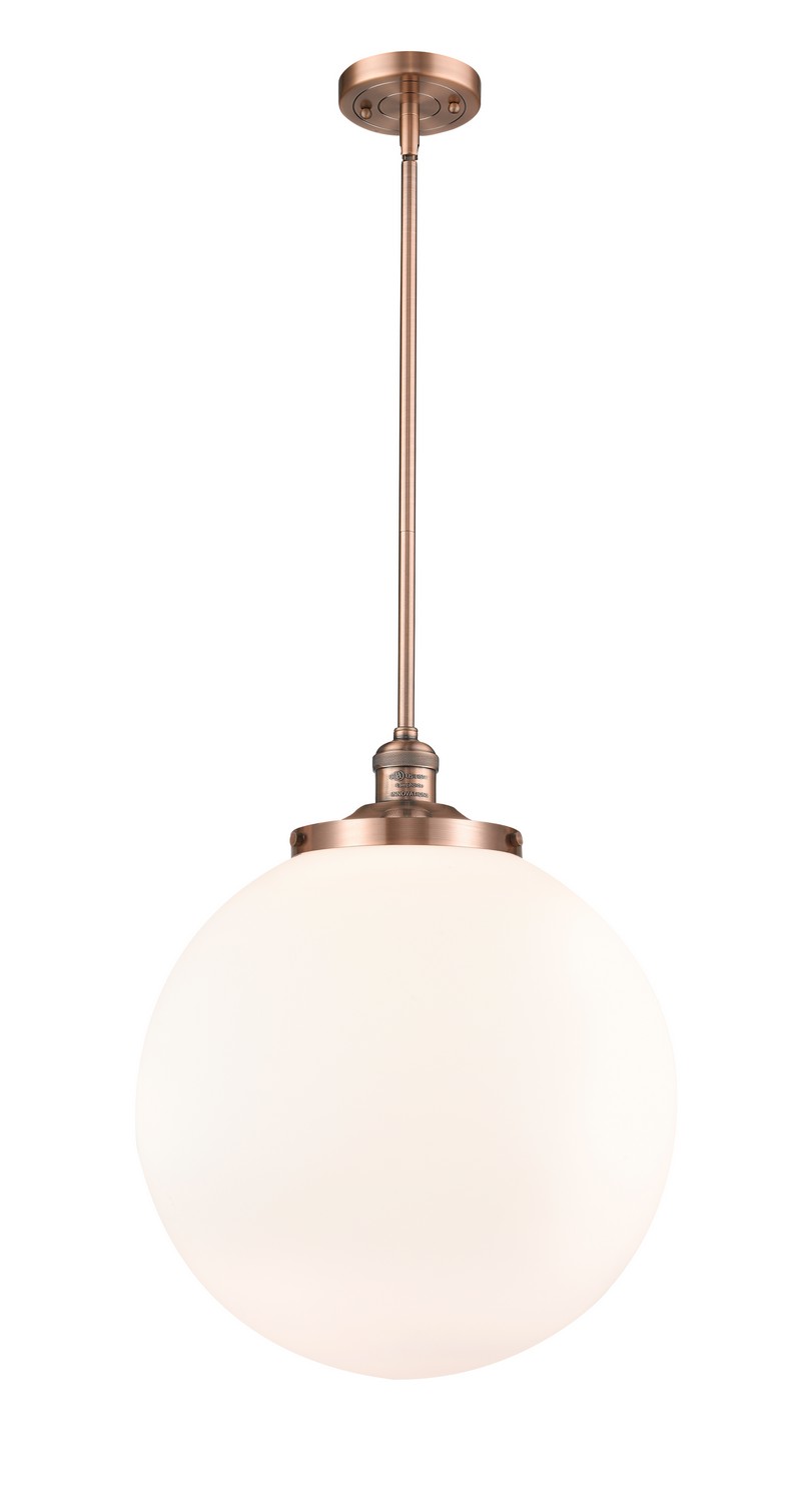 One Light Pendant by Innovations - Franklin Restoration Collection, Antique Copper Finish - 201S-AC-G201-16
