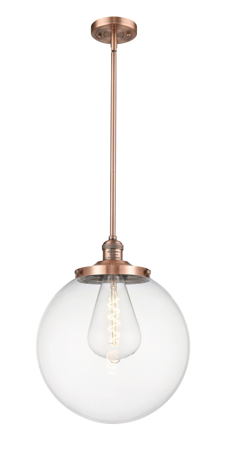 One Light Pendant by Innovations - Franklin Restoration Collection, Antique Copper Finish - 201S-AC-G202-14