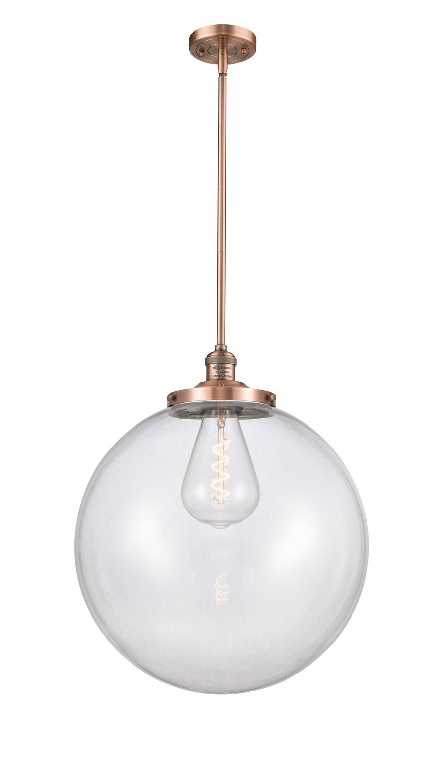 One Light Pendant by Innovations - Franklin Restoration Collection, Antique Copper Finish - 201S-AC-G202-18