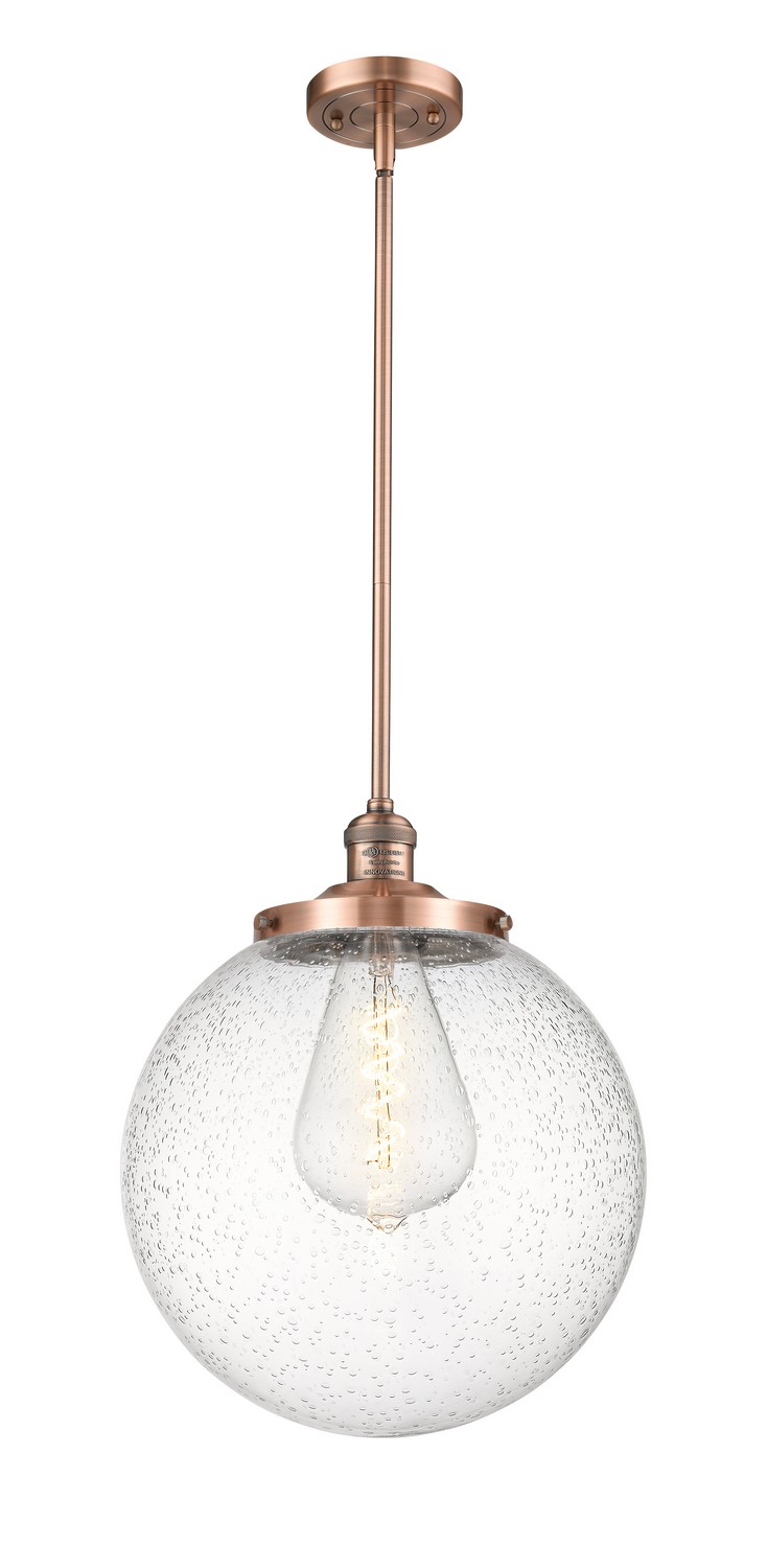One Light Pendant by Innovations - Franklin Restoration Collection, Antique Copper Finish - 201S-AC-G204-14