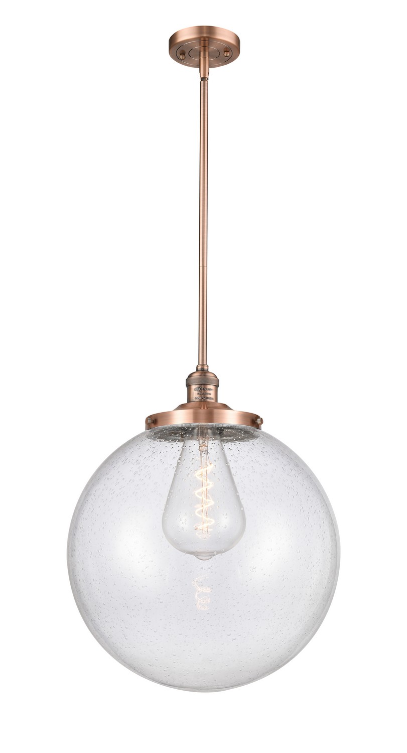 One Light Pendant by Innovations - Franklin Restoration Collection, Antique Copper Finish - 201S-AC-G204-16