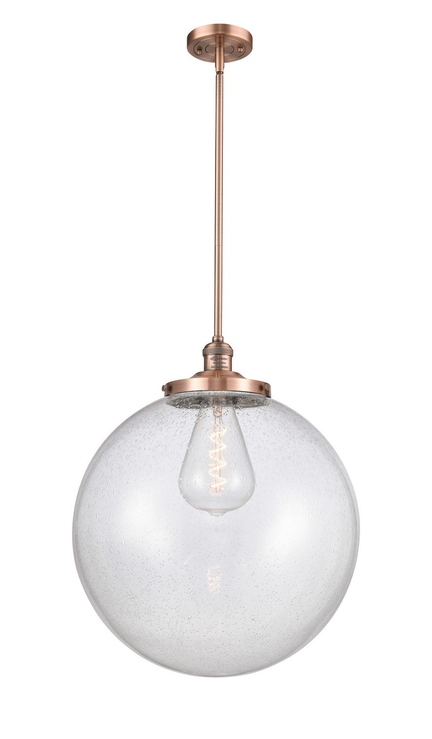 One Light Pendant by Innovations - Franklin Restoration Collection, Antique Copper Finish - 201S-AC-G204-18