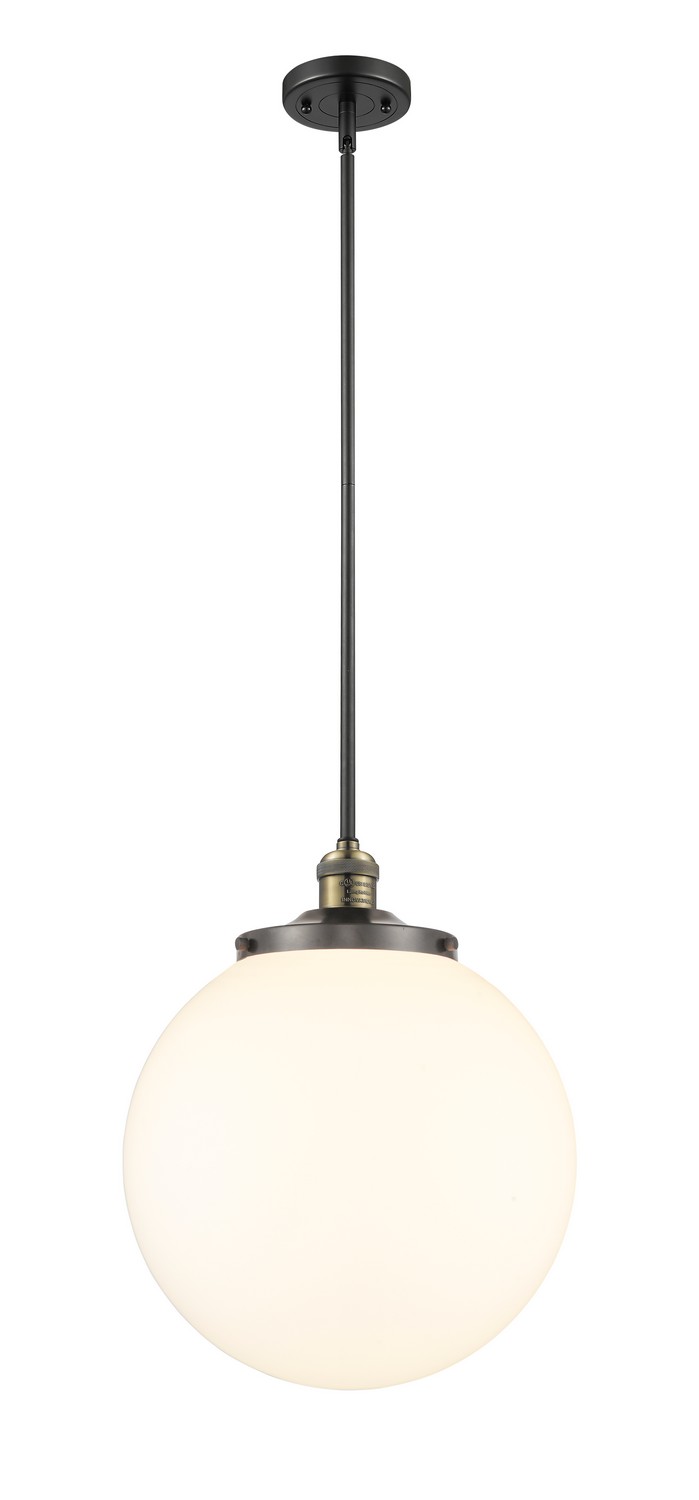 One Light Pendant by Innovations - Franklin Restoration Collection, Black Antique Brass Finish - 201S-BAB-G201-14