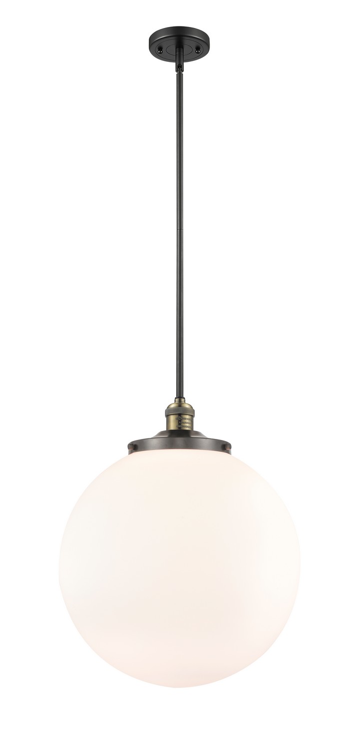 One Light Pendant by Innovations - Franklin Restoration Collection, Black Antique Brass Finish - 201S-BAB-G201-16