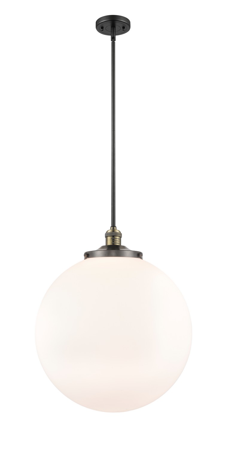 One Light Pendant by Innovations - Franklin Restoration Collection, Black Antique Brass Finish - 201S-BAB-G201-18