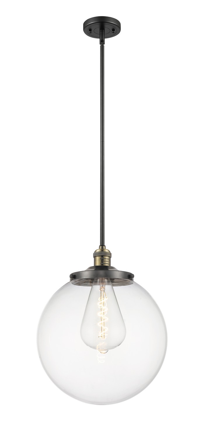 One Light Pendant by Innovations - Franklin Restoration Collection, Black Antique Brass Finish - 201S-BAB-G202-14