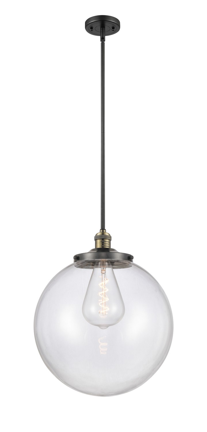 One Light Pendant by Innovations - Franklin Restoration Collection, Black Antique Brass Finish - 201S-BAB-G202-16