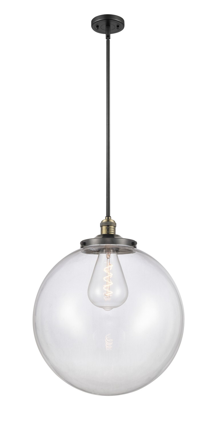 One Light Pendant by Innovations - Franklin Restoration Collection, Black Antique Brass Finish - 201S-BAB-G202-18