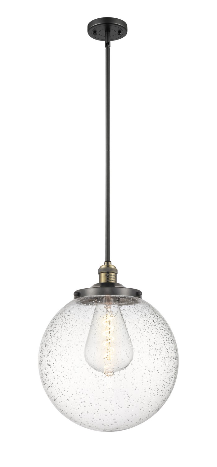 One Light Pendant by Innovations - Franklin Restoration Collection, Black Antique Brass Finish - 201S-BAB-G204-14