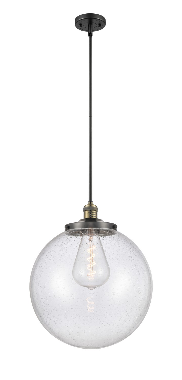 One Light Pendant by Innovations - Franklin Restoration Collection, Black Antique Brass Finish - 201S-BAB-G204-16