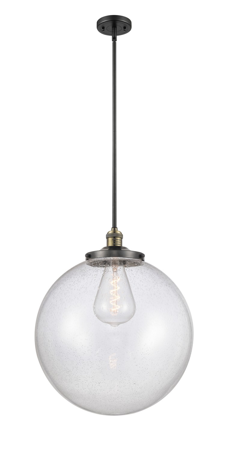 One Light Pendant by Innovations - Franklin Restoration Collection, Black Antique Brass Finish - 201S-BAB-G204-18