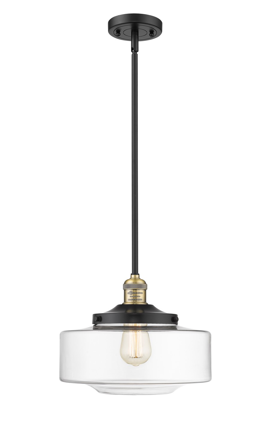 One Light Mini Pendant by Innovations - Franklin Restoration Collection, Black Antique Brass Finish - 201S-BAB-G692-12