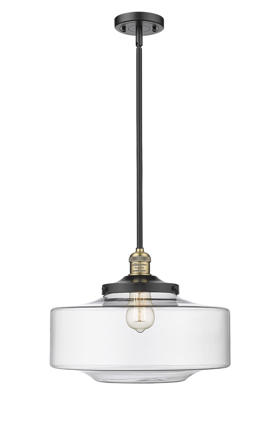 One Light Mini Pendant by Innovations - Franklin Restoration Collection, Black Antique Brass Finish - 201S-BAB-G692-16