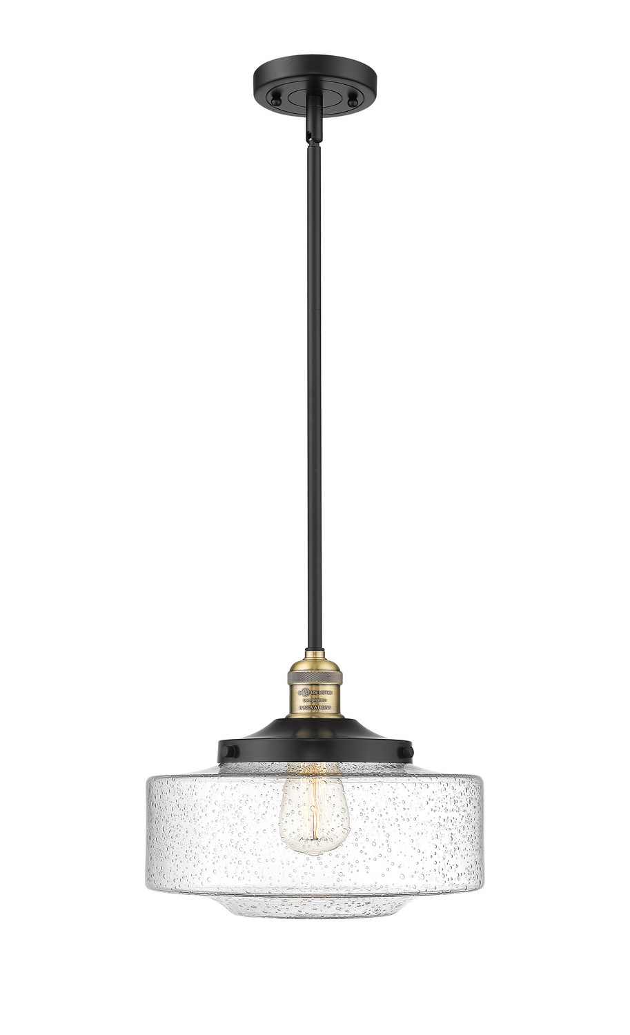 One Light Mini Pendant by Innovations - Franklin Restoration Collection, Black Antique Brass Finish - 201S-BAB-G694-12