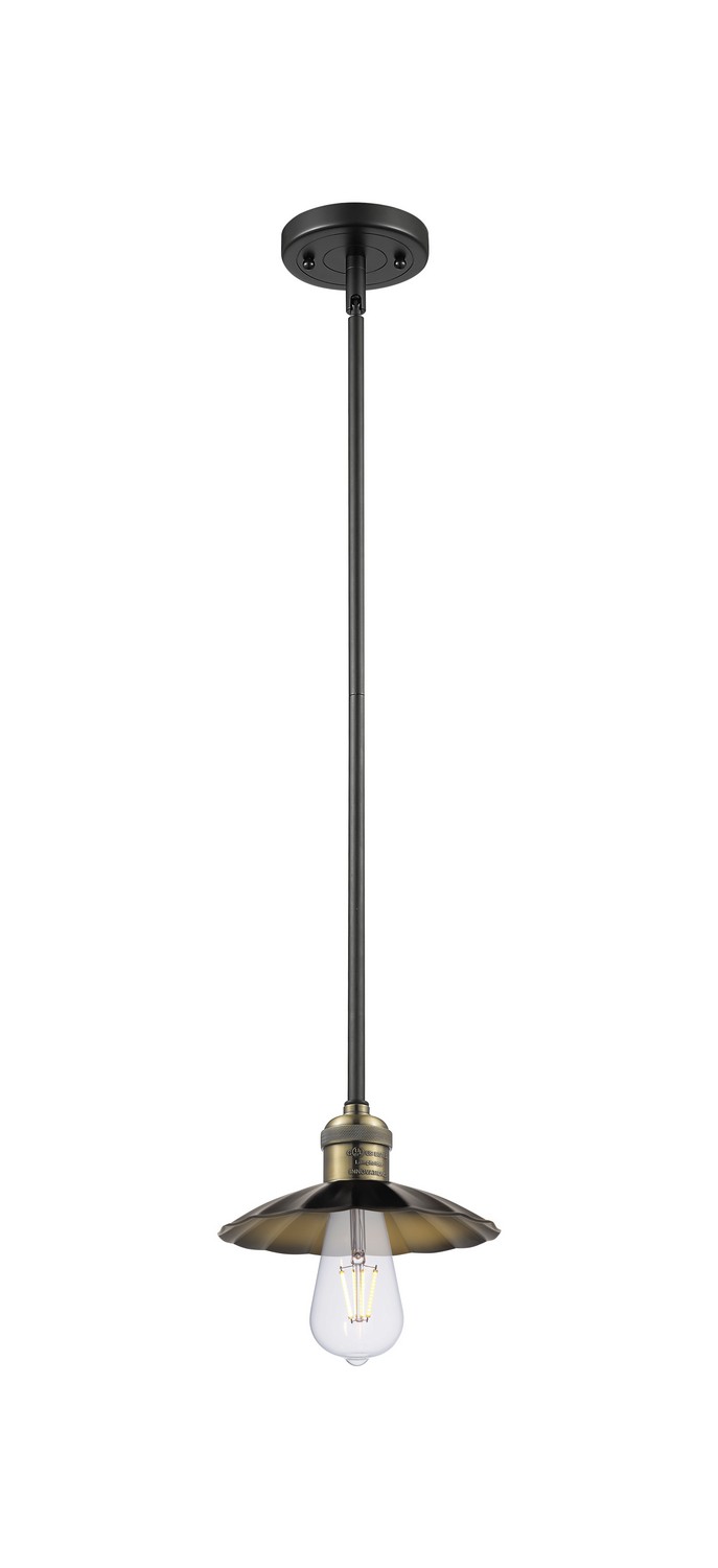 One Light Mini Pendant by Innovations - Franklin Restoration Collection, Black Antique Brass Finish - 201S-BAB-M17-BK