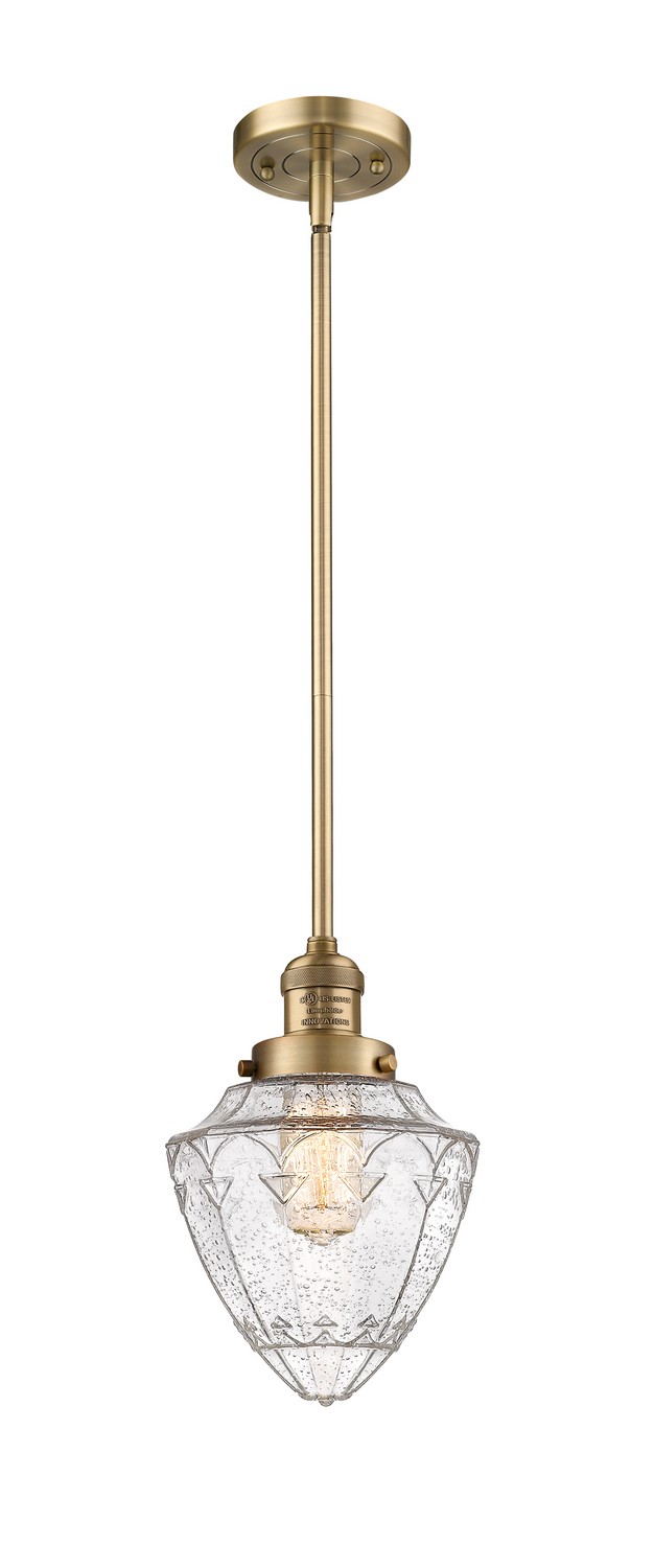 One Light Mini Pendant by Innovations - Franklin Restoration Collection, Brushed Brass Finish - 201S-BB-G664-7
