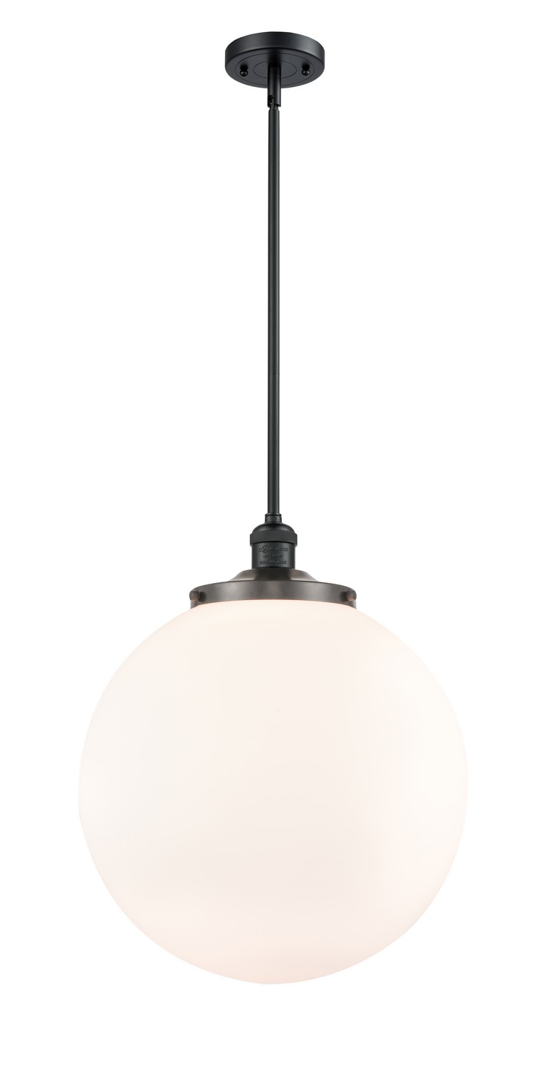 One Light Pendant by Innovations - Franklin Restoration Collection, Matte Black Finish - 201S-BK-G201-16