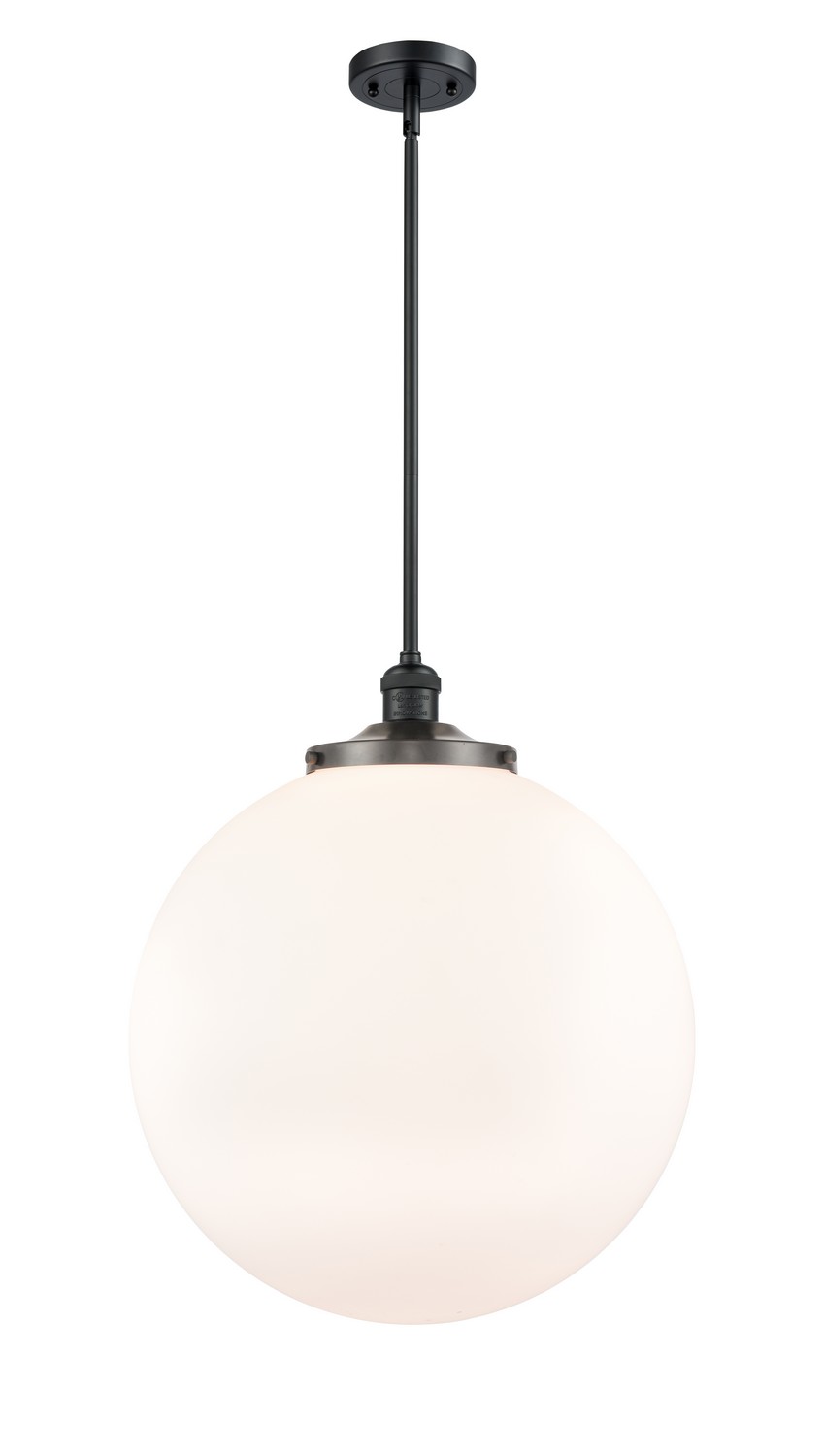 One Light Pendant by Innovations - Franklin Restoration Collection, Matte Black Finish - 201S-BK-G201-18